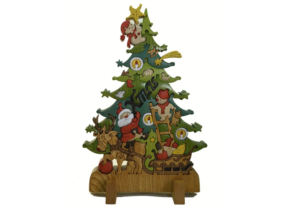 木工パズルクリスマスツリー3（色付き） 積み木 積木 つみき 木の