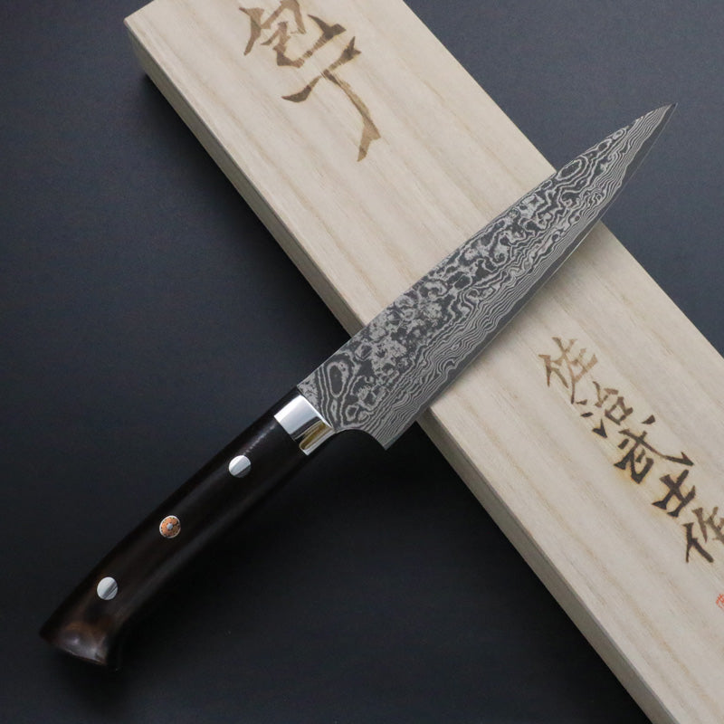 佐治武士 VG10 ダマスカス ペティナイフ 150mm アイアンウッドハンドル