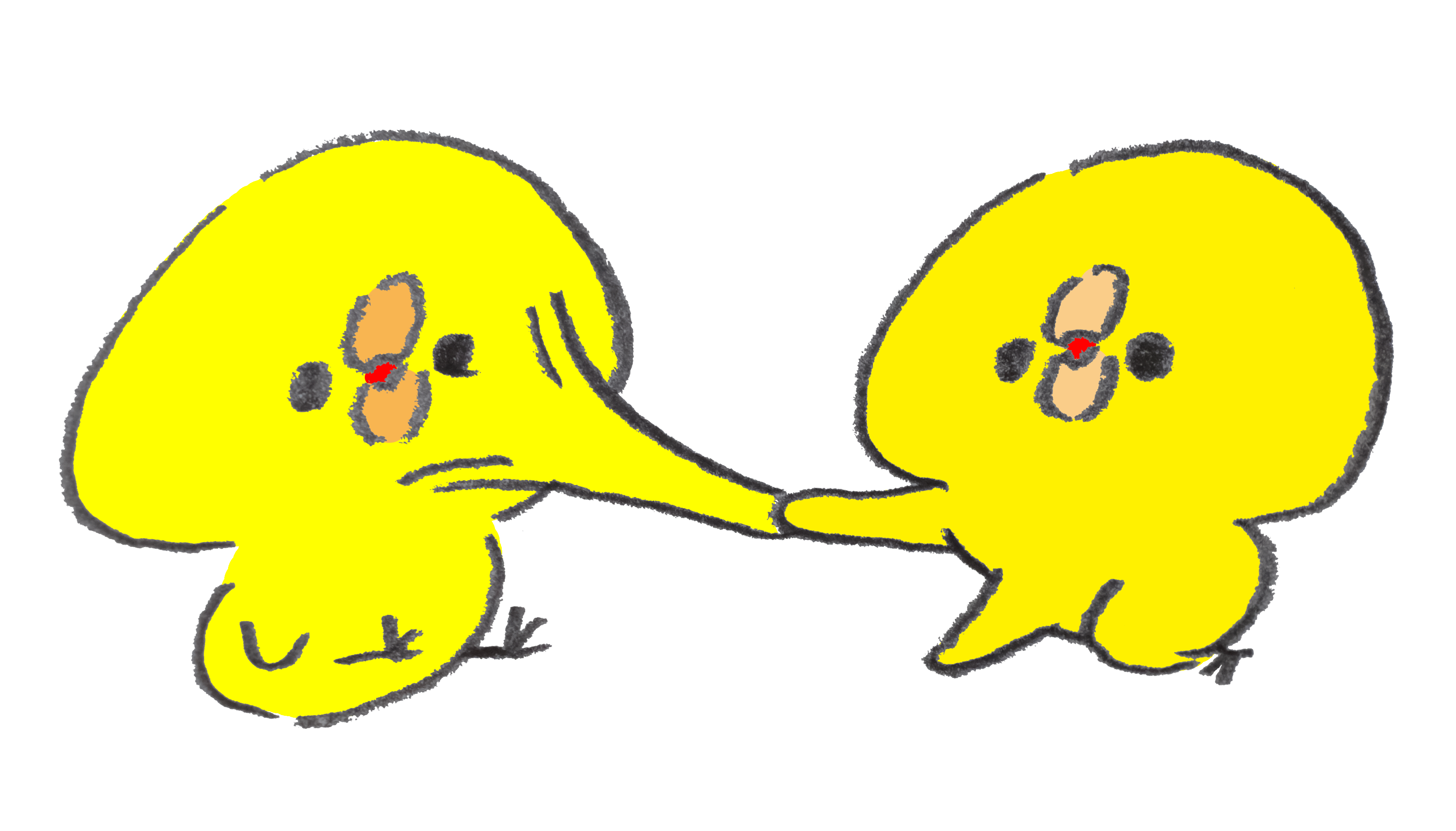 無邪気に顔を引っ張るひよこの赤ちゃんのイラスト | ゆるくてかわいい