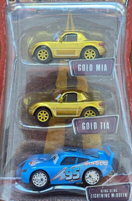 Disney Cars Dinoco Dream Gift 3-Pack Gold Mia, Gold Tia, Bling