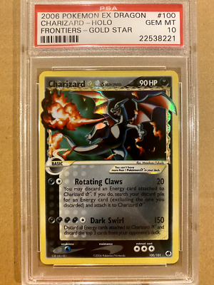 Charizard Gold Star 100/101 Pokemon EX Dragon Frontiers 2006 PSA