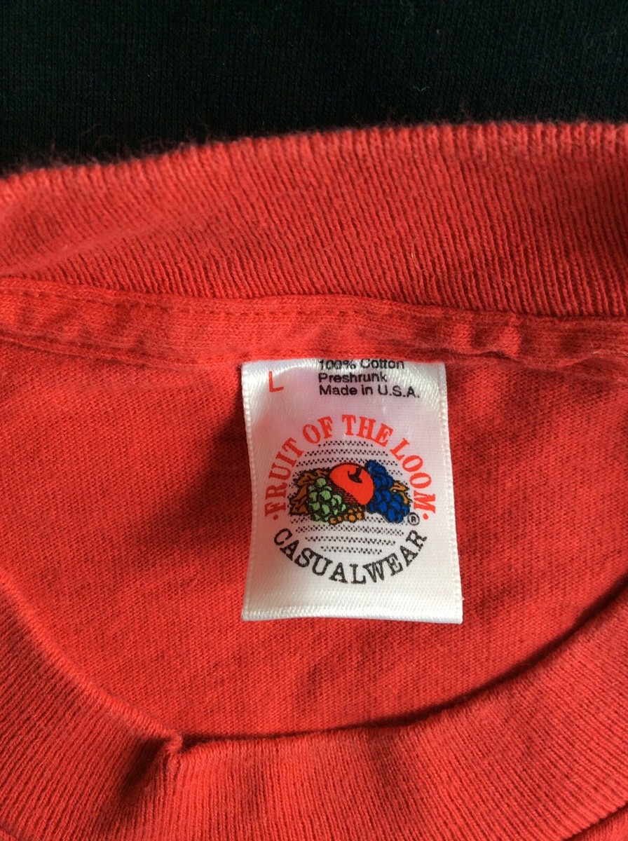 Vtg 90s Fruit Of The Loom Plain Red T-Shirt L Blank Made In USA