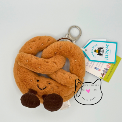 Jellycat AMUSEABLES PRETZEL BAG CHARM New BNWT Soft Plush Keychain