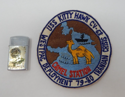 ZIPPO USS KITTY HAWK CV-63 VINTAGE 1983 SLIM LIGHTER W/ Patch | eBay