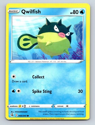 Qwilfish HP 80 Spike Sting Attack Rarity Blue Colorful Pokémon | eBay