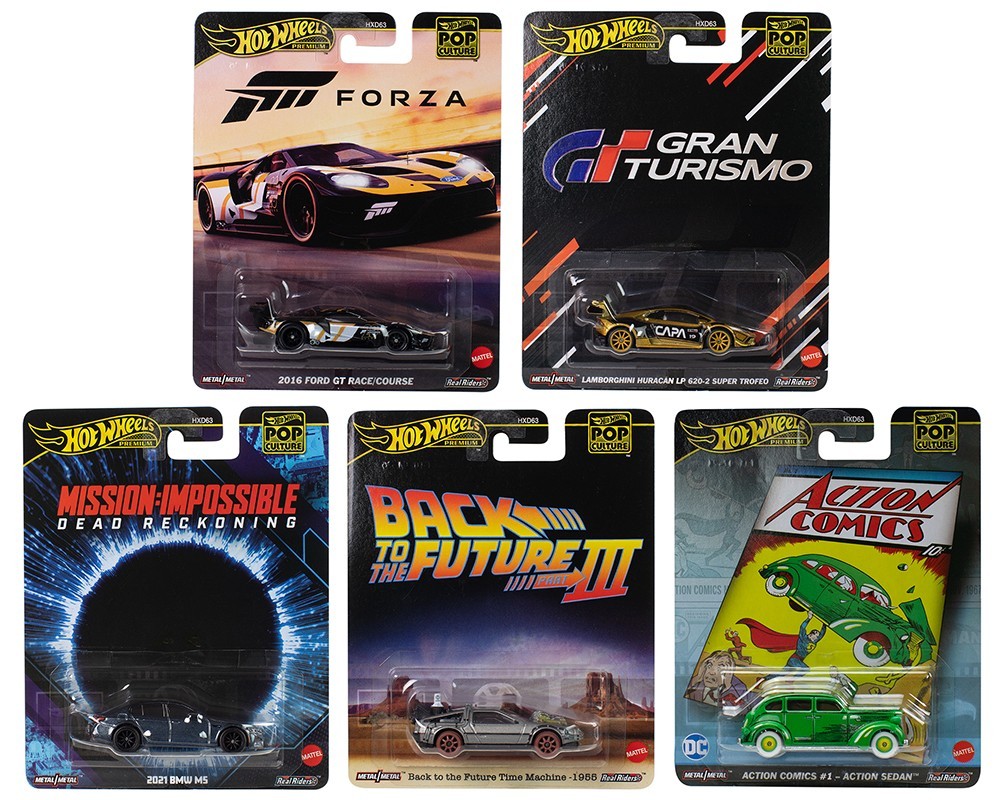Hot Wheels Premium 2025 Pop Culture L Case, Set of 5 Cars, 1:64