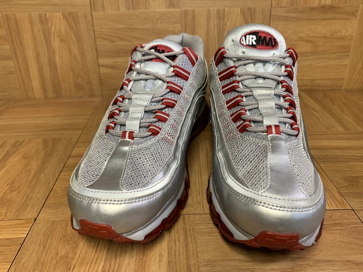 RARE🔥 Nike Air Max 24/7 Metallic Silver Varsity Red Sz 10 Men's