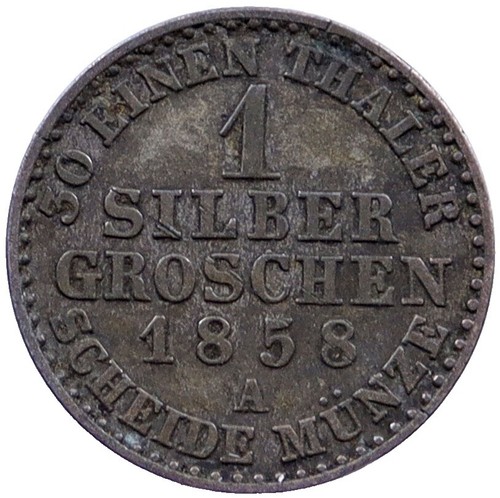 1858 A SAXE WEIMAR EISENACH 1 GROSCHEN SILVER COIN AU-UNC 1 YEAR