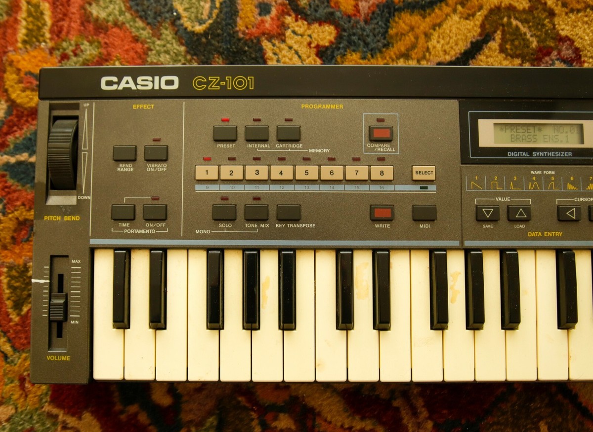 Vintage Casio CZ-101 Synth keyboard Power supply & manual Tested