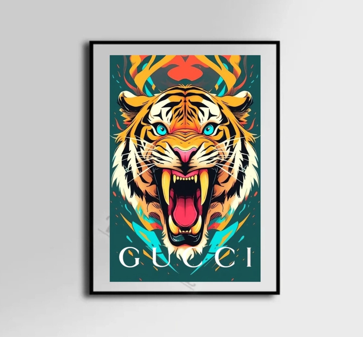 Gucci Tiger Growl art Canvas Poster wall art home decor portrait
