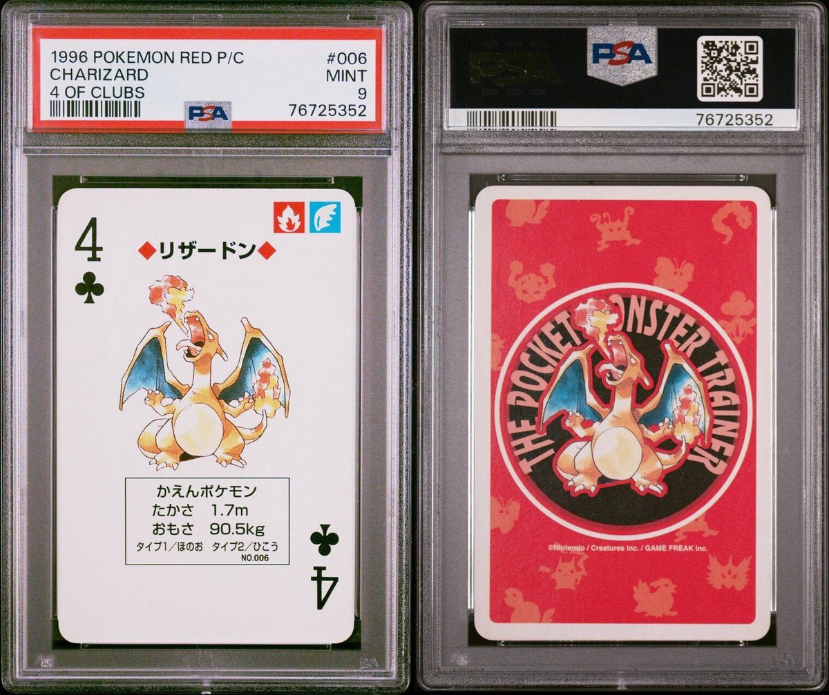 Charizard #006 Pokemon Card Playing Poker Red Back 4 Clubs 1996