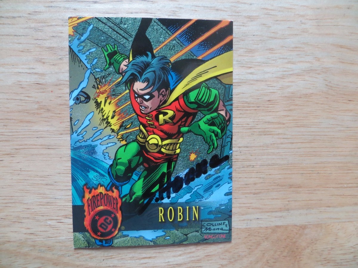 1996 DC OUTBURST FIREPOWER EMBOSSED ROBIN CARD # 69 SIGNED SCOTT