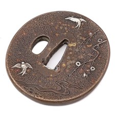 黄铜古董日本刀镡| eBay