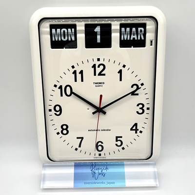 TWEMCO BQ-12A Wall Clock Flip Perpetual Calendar White 15