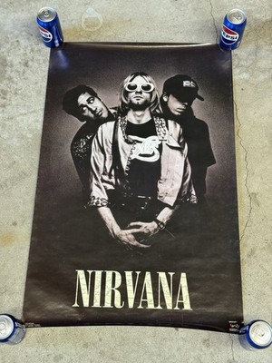 Vintage 1993 Nirvana Portrait Poster Funky Enterprises Kurt Cobain