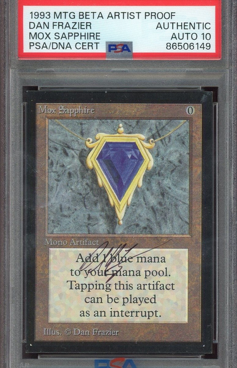 1/1 PSA AUTO 10 Beta Mox Sapphire MTG Artist Proof w/Painted Art