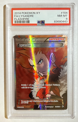 POKEMON FLASHFIRE LYSANDRE #104 FULL ART HOLO FOIL CARD PSA 8 NM