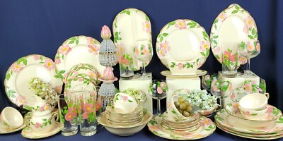 1950's FRANCISCAN Desert Rose 51 Pcs. Dinnerware Set w/ Hosting