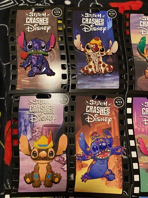 Disney Store Stitch Crashes Disney Jumbo Pins Full Set (1-12) New