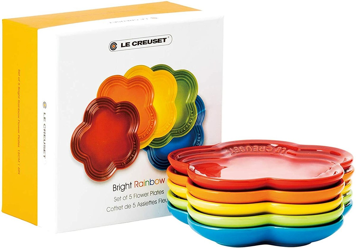 Le Creuset Flower Plate Dish Bright Rainbow 23cm 5 Color Set | eBay