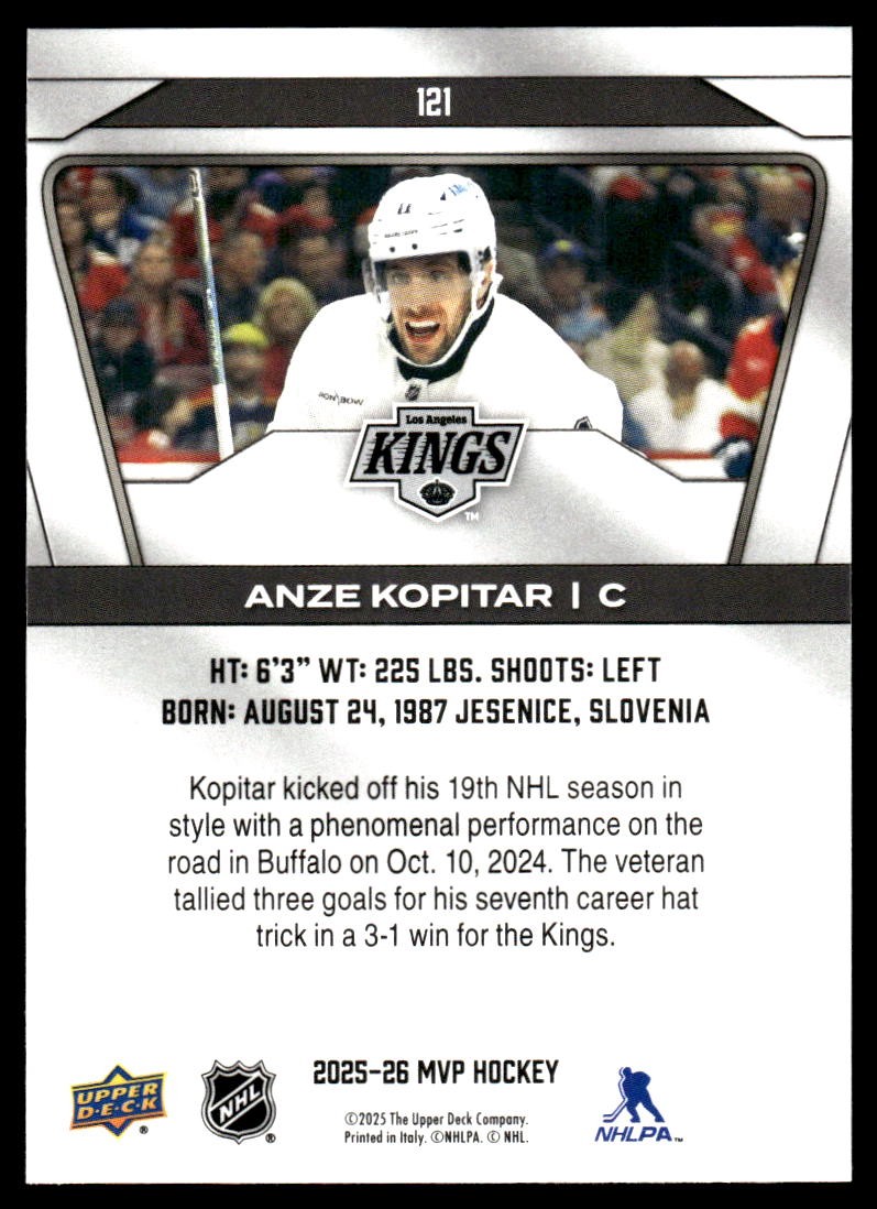 2025-26 Upper Deck MVP #121 Anze Kopitar Los Angeles Kings Hockey