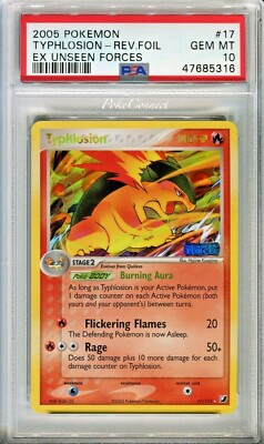 PSA 10 GEM MINT Pokemon TYPHLOSION Reverse Holo 2005 ex Unseen