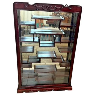 Antique China cabinet Curio Locking Glass door Wall mount 18