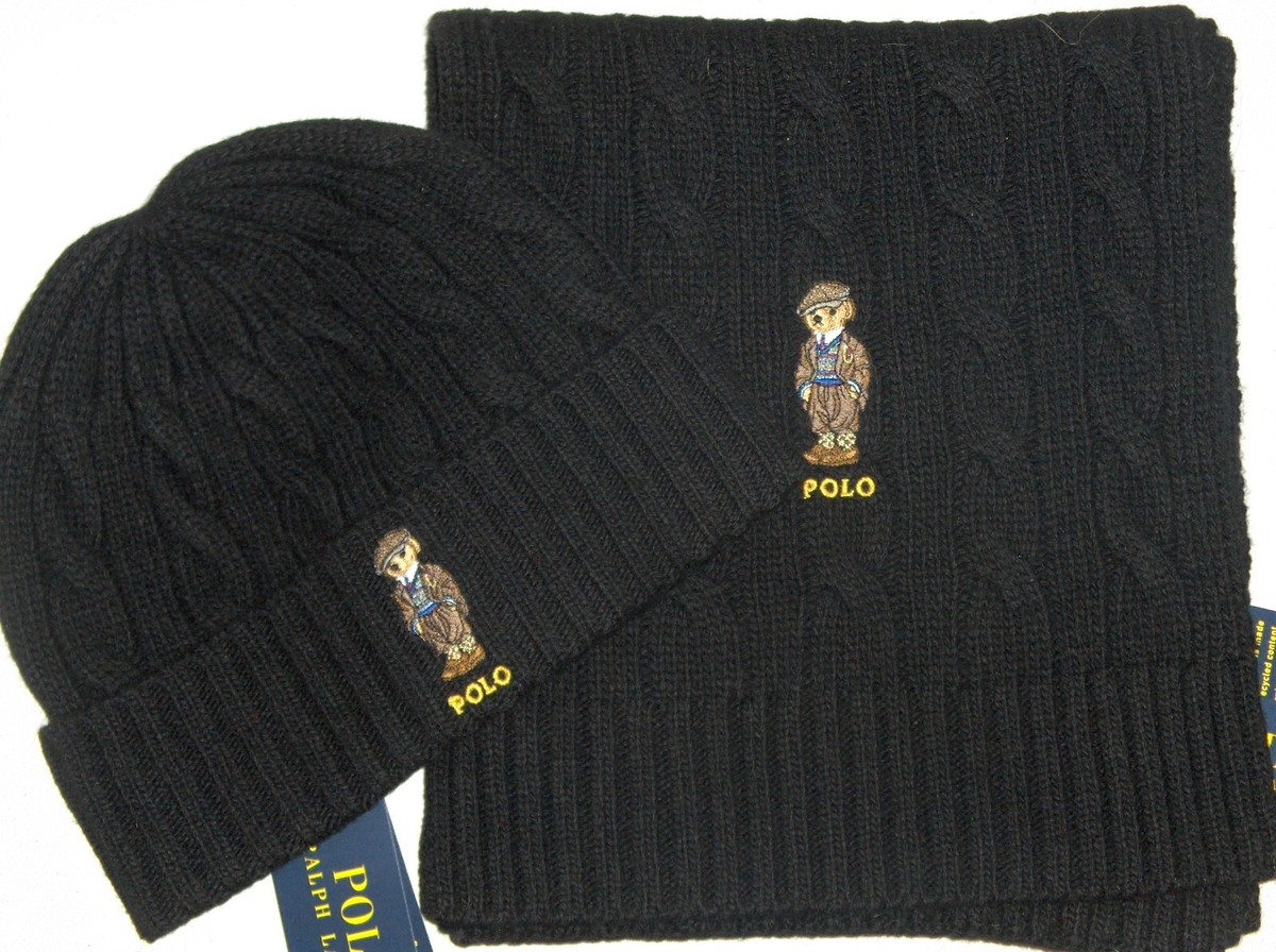 POLO RALPH LAUREN Men's HERITAGE BEAR Cable Knit Beanie Hat Cap