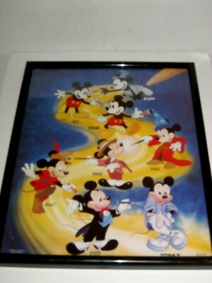 Vintage Framed 1986 Walt Disney Evolution Of Mickey Mouse 