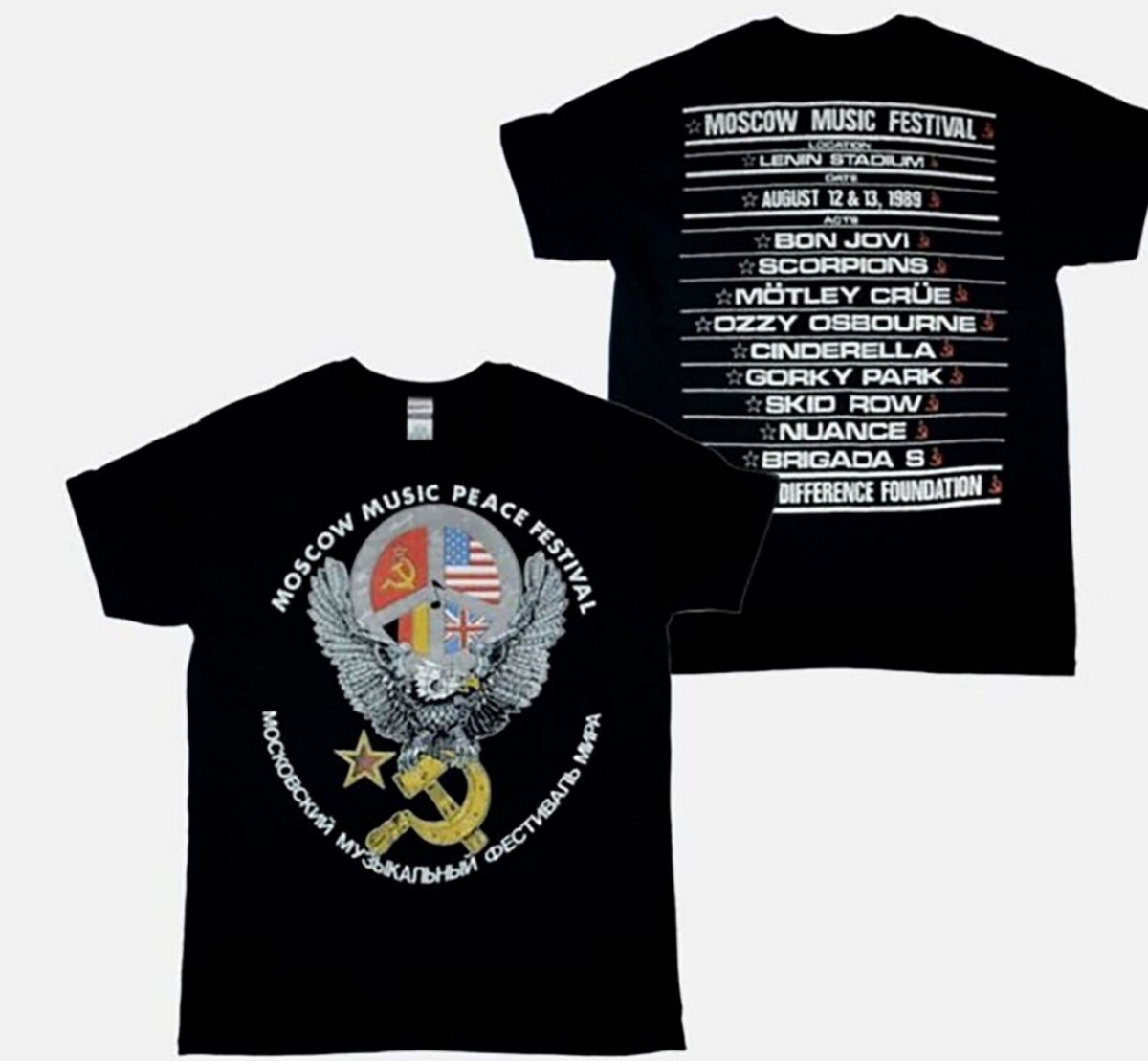 Bon Jovi Moscow Music Peace Festival 1989 T-Shirt Black Fullsize S