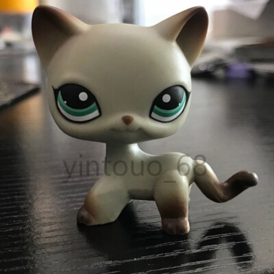 Littlest Pet Shop Cat #391 LPS Short Hair Egyptian Grey Blue Eyes