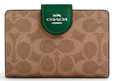💚Coach Medium Corner Zip Wallet - CW786 Shamrock Green Signature