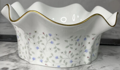 Nikko Company Japan Blue Prose Fine Bone China Floral Bowl