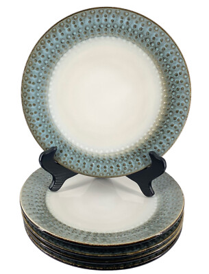Pier 1 ALLISON Stoneware Blue Speckled Embossed Dots 9.5” Salad