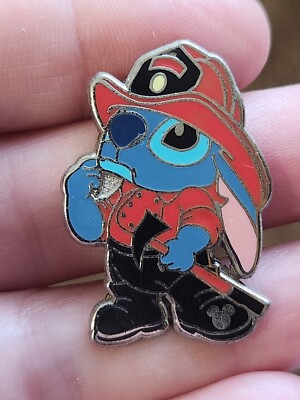 Disney Pin Stitch Firefighter Fireman Hidden Mickey Thinking