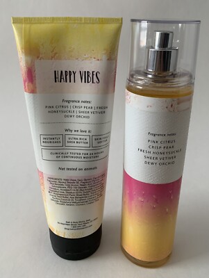 Bath Body Works HAPPY VIBES Fine Fragrance Mist & Shea Body Cream