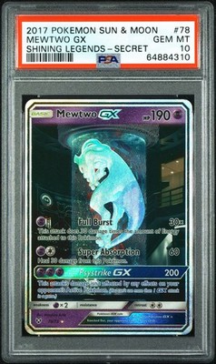2017 POKEMON SUN & MOON SHINING LEGENDS SECRET #78 MEWTWO GX PSA
