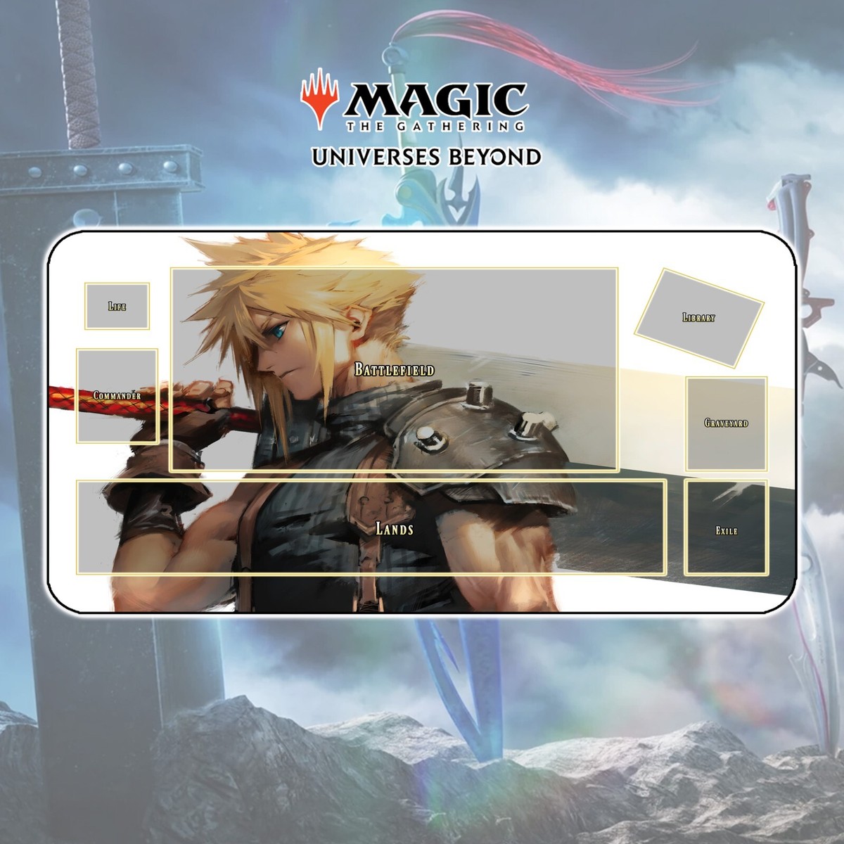 Playmat Cloud Strife FF7 - MTG Magic The Gathering x Final Fantasy