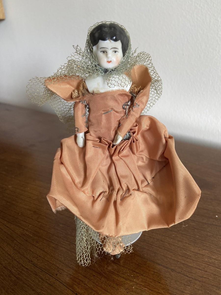 Antique Primitive Dressed China Doll Head Cloth Rag Body Porcelain