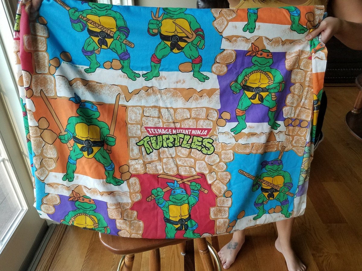Vintage 80's Teenage Mutant Ninja Turtles Bed Sheets 2 PC For