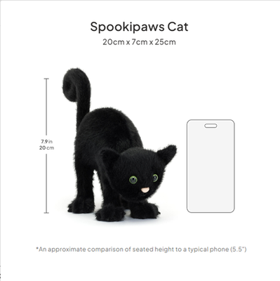 NWT Jellycat Authentic Spookipaws Cat Black Cuddly Toy Halloween