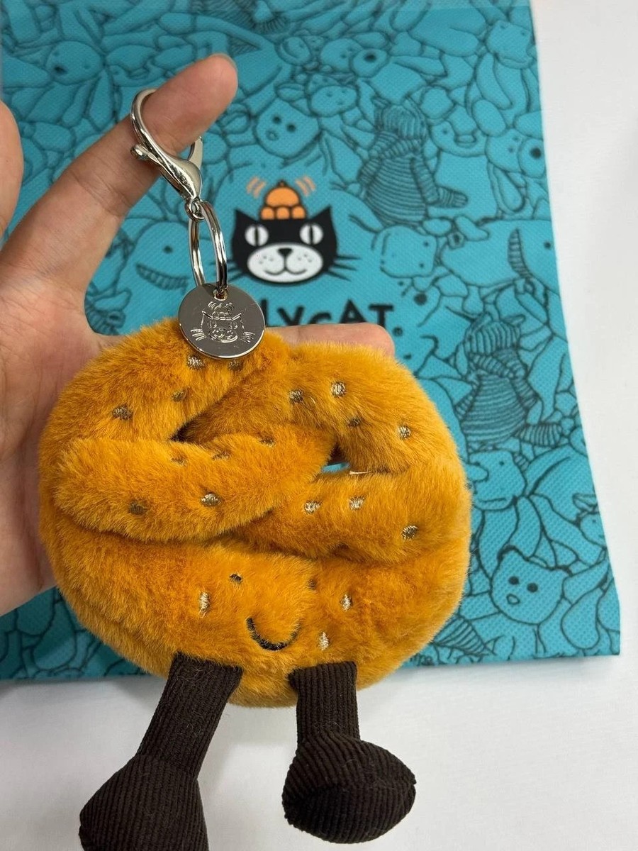 Jellycat Amuseable Pretzel Bag Charm Plush Keychain – Cute Holiday