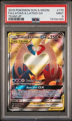 Latias & Latios GX 170/181 Alt Art SM Team Up Pokemon TCG - PSA 9