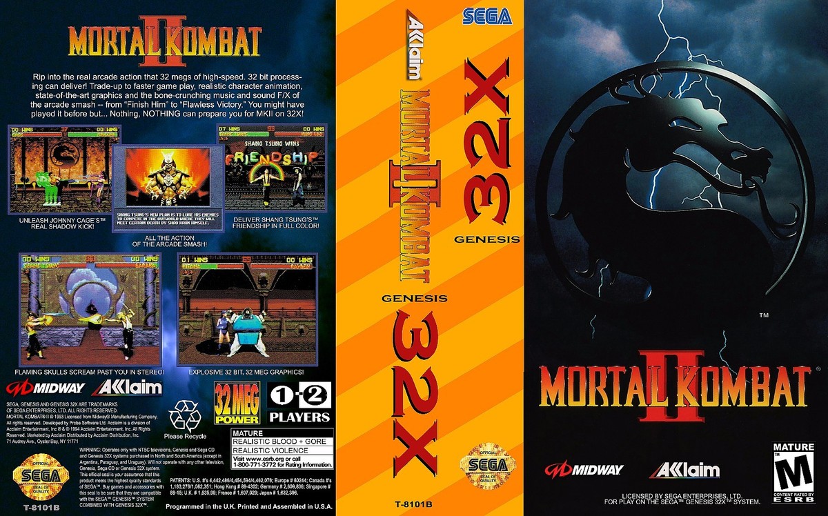 Mortal Kombat II 32x Box Art Case Insert Cover Only | eBay