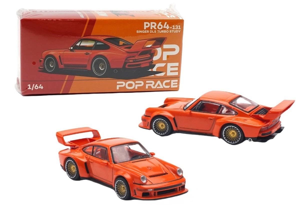 Pop Race 1:64 Porsche Singer DLS Turbo Study Orange Diecast Car