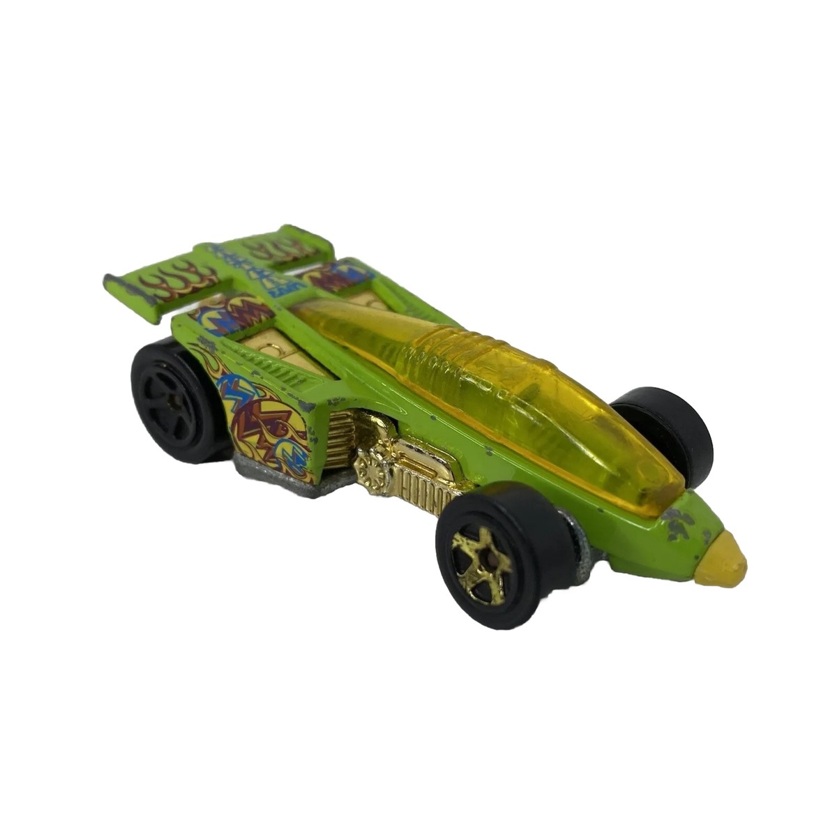 Vintage Hot Wheels Shadow Jet Race Car 1987 Malaysia; Neon Green w