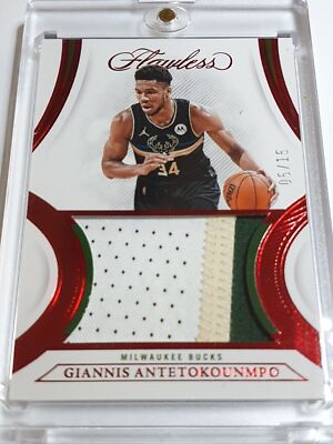 2021 Flawless Giannis Antetokounmpo #PATCH RUBY /15 Game Worn 3