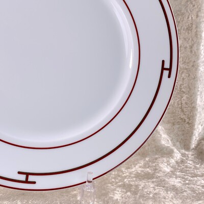Hermes Dinner Plate Rhythm Rythme Red Platinum Décor Porcelain