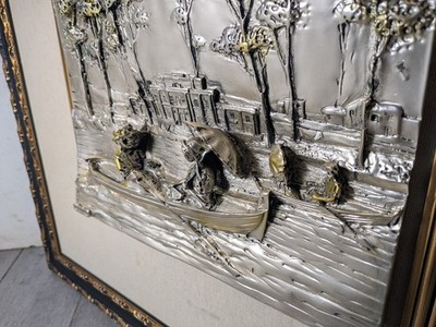 Vintage Paolo Schiraldi Italian 3d Relief Silver Sculpture Wall