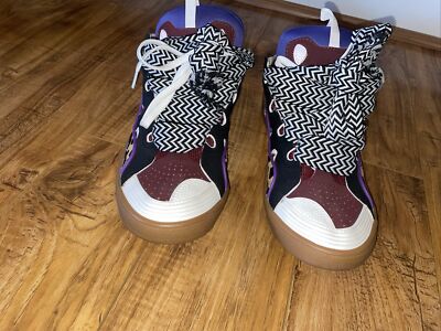 Lanvin Curb Multicolor Burgundy Blue Black Leopard Sneakers Size